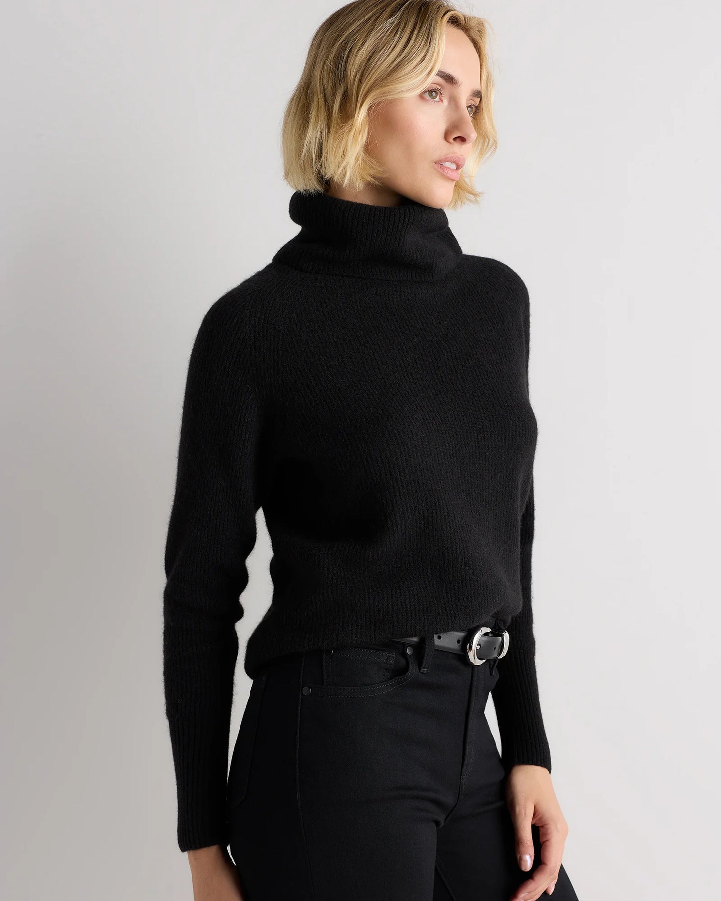 Lightweight Baby Alpaca Turtleneck - XS / Smoked Charcoal