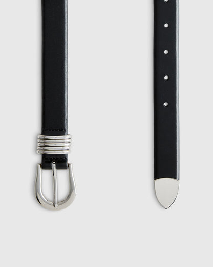 Daphne European Leather Multi Keeper Belt - XS / Black/Gold