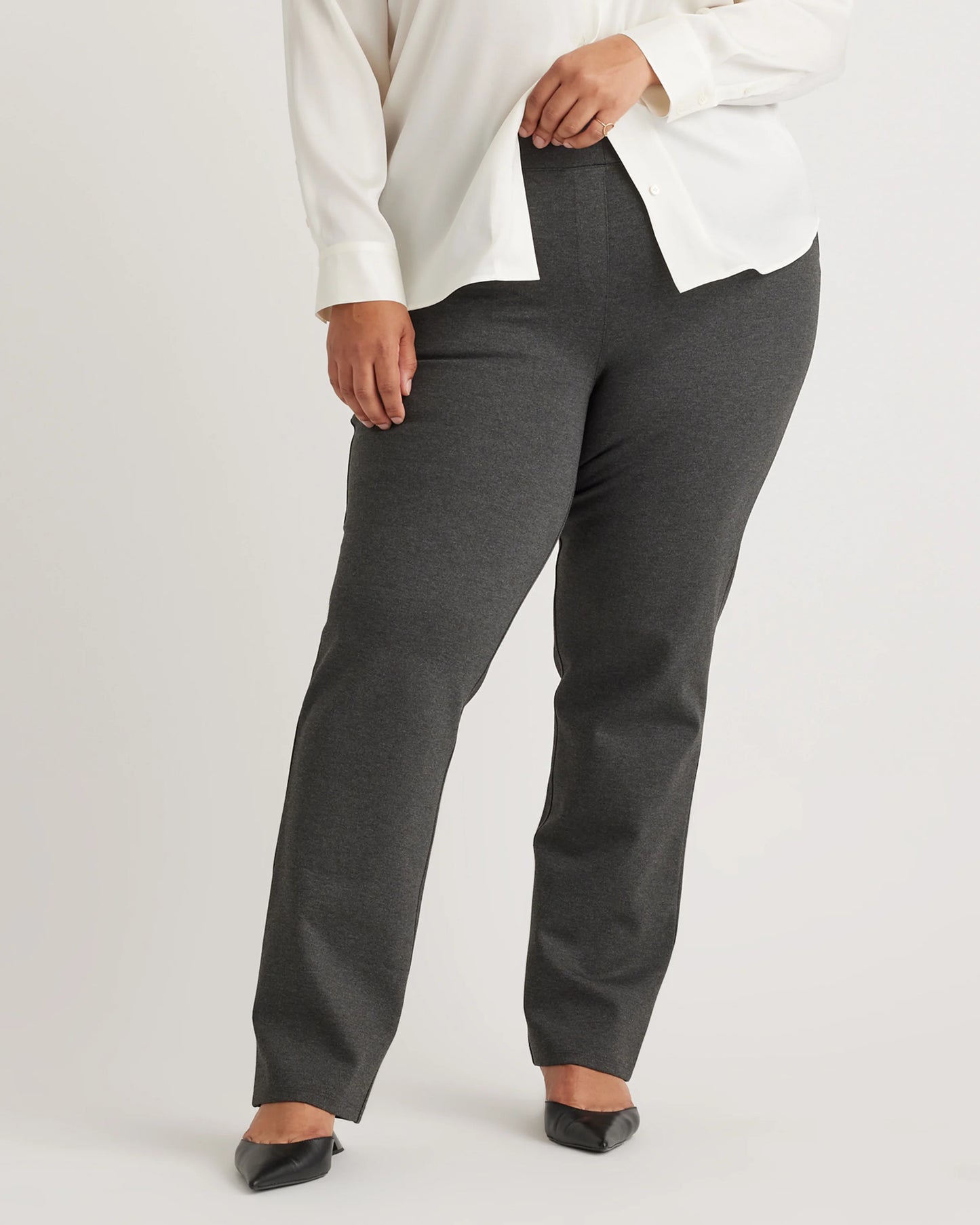 Ultra-Stretch Ponte Straight Leg Pants - 1X / Charcoal
