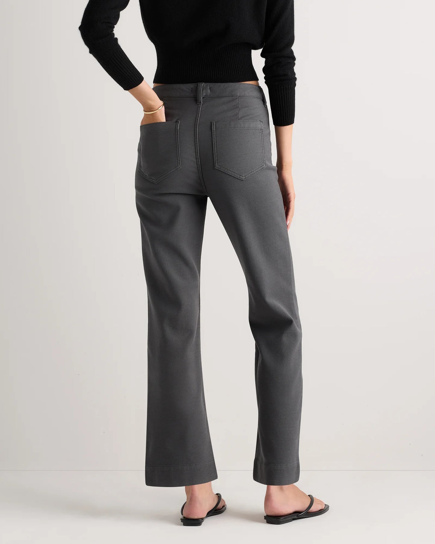 French Terry Wide Leg Pants - 0 / Deep Navy