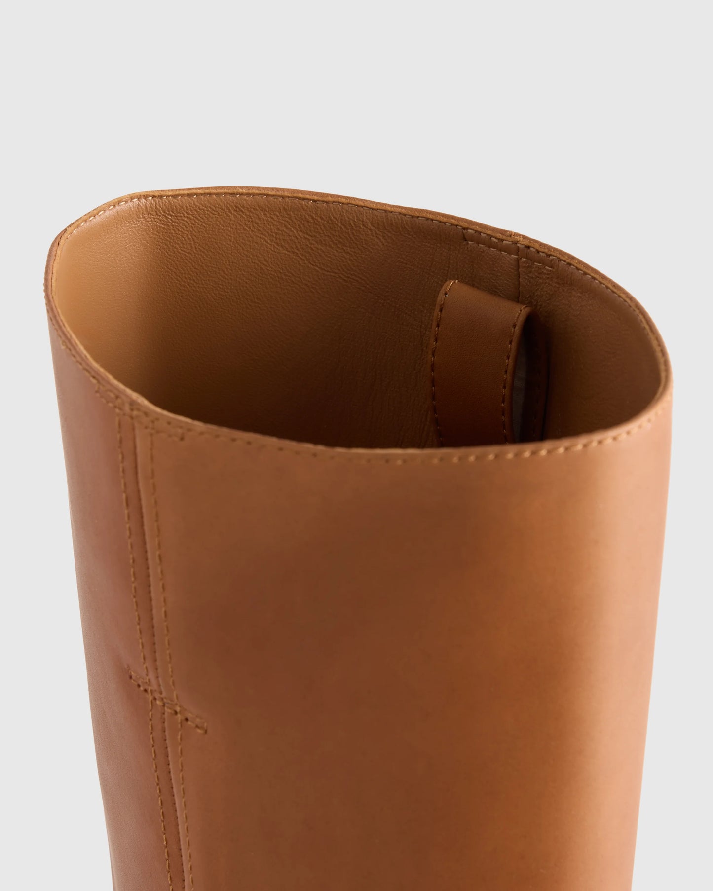 Italian Leather Block Heel Boot - 5 / Chestnut