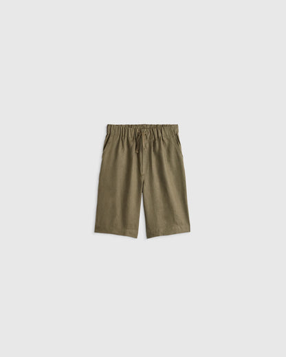 100% European Linen Pull-On Shorts - 2T / Blue Pinstripe