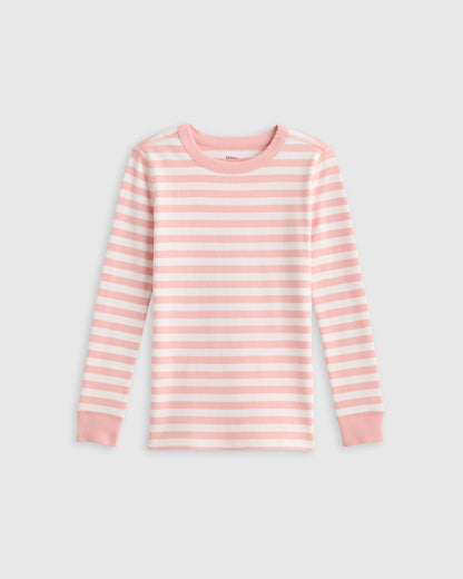 100% Organic Cotton Long Sleeve and Pant Pajama Set - 6 / Navy Stripe