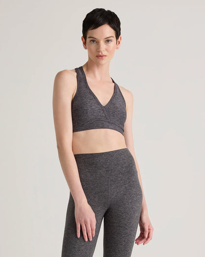 Ultra-Soft V-Neck Racerback Bra - XS / Heather Black
