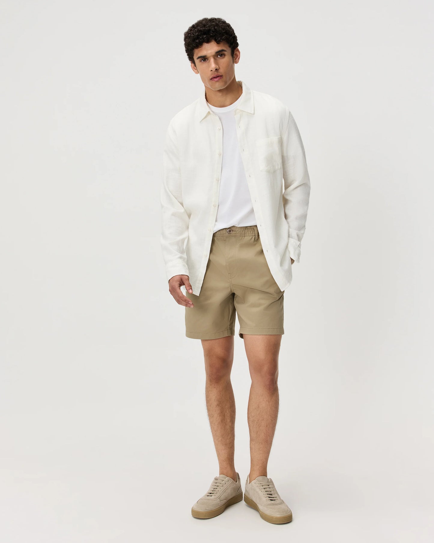 Organic Stretch Cotton Pull On Chino Shorts - 7" - XS / Sand Dune