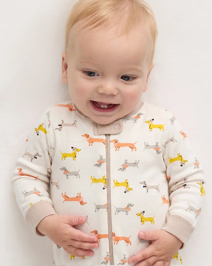 100% Organic Cotton One Piece Pajama - 0-3M / Navy Stripe