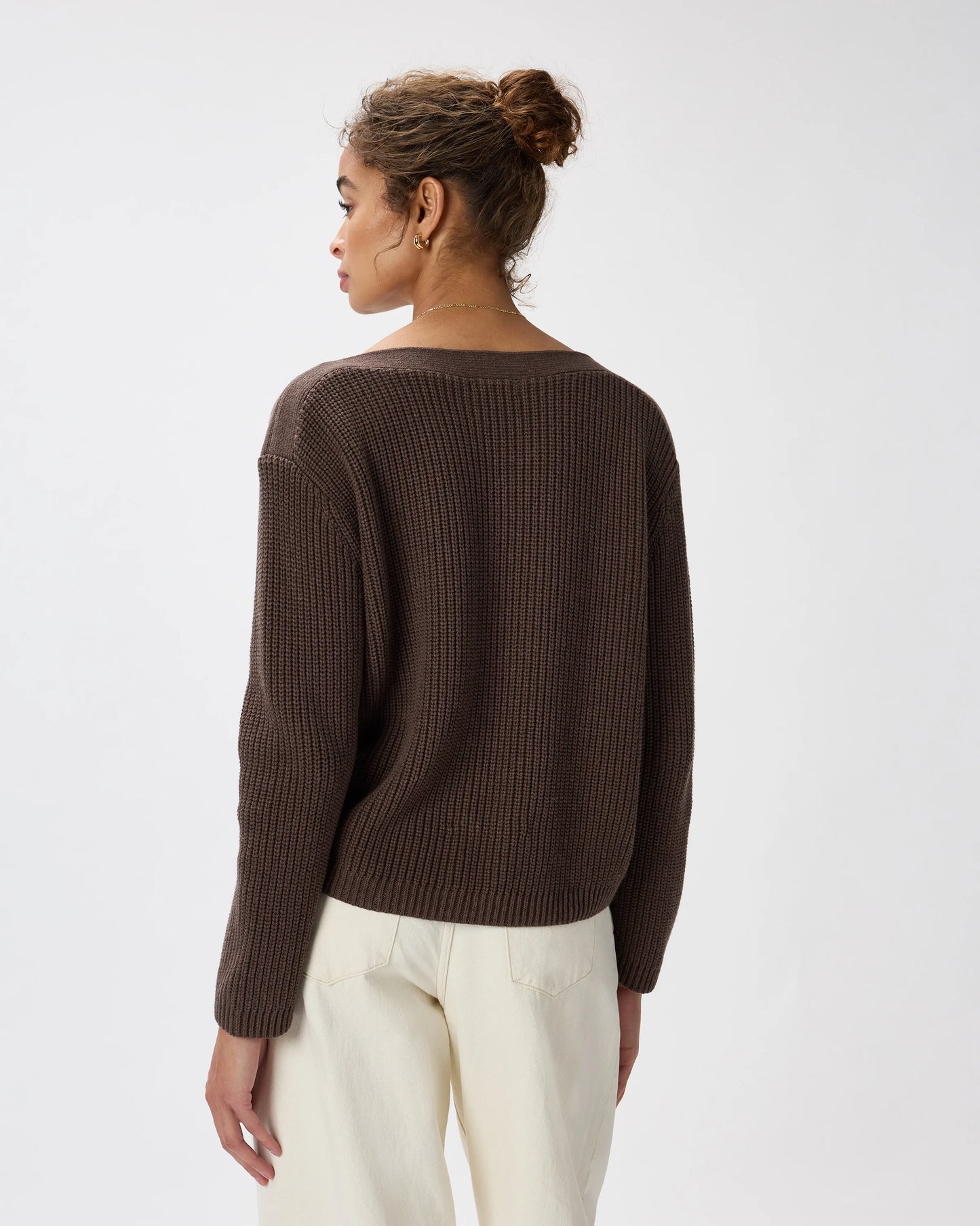 100% Organic Cotton Fisherman Boatneck Sweater - XS / Navy