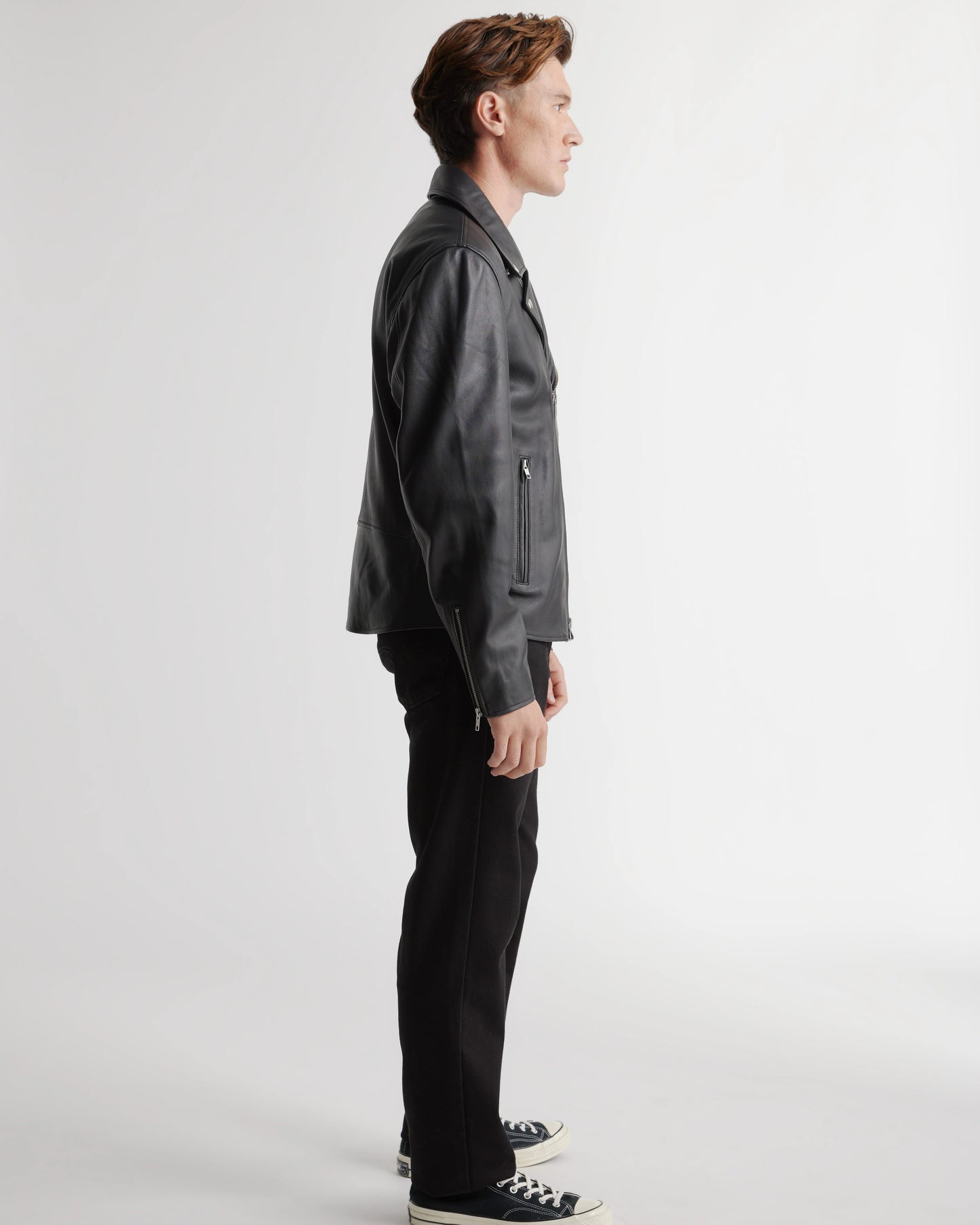 100% Leather Motorcycle Jacket - S / Black