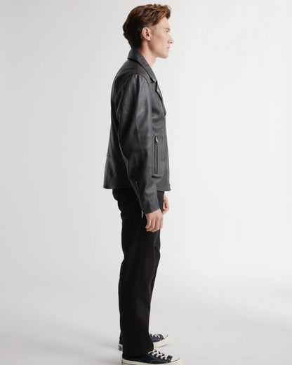 100% Leather Motorcycle Jacket - S / Black