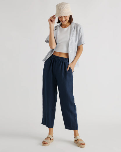 100% European Linen Pants - XS / White