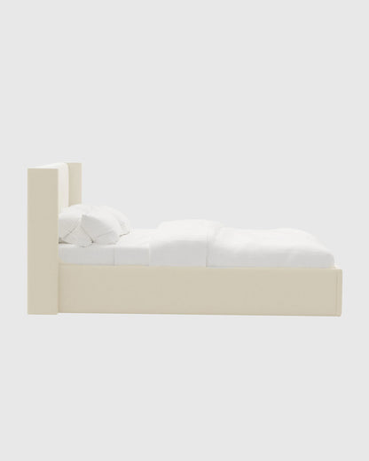 Wingback Bed in Performance Linen Blend - Full / Ivory