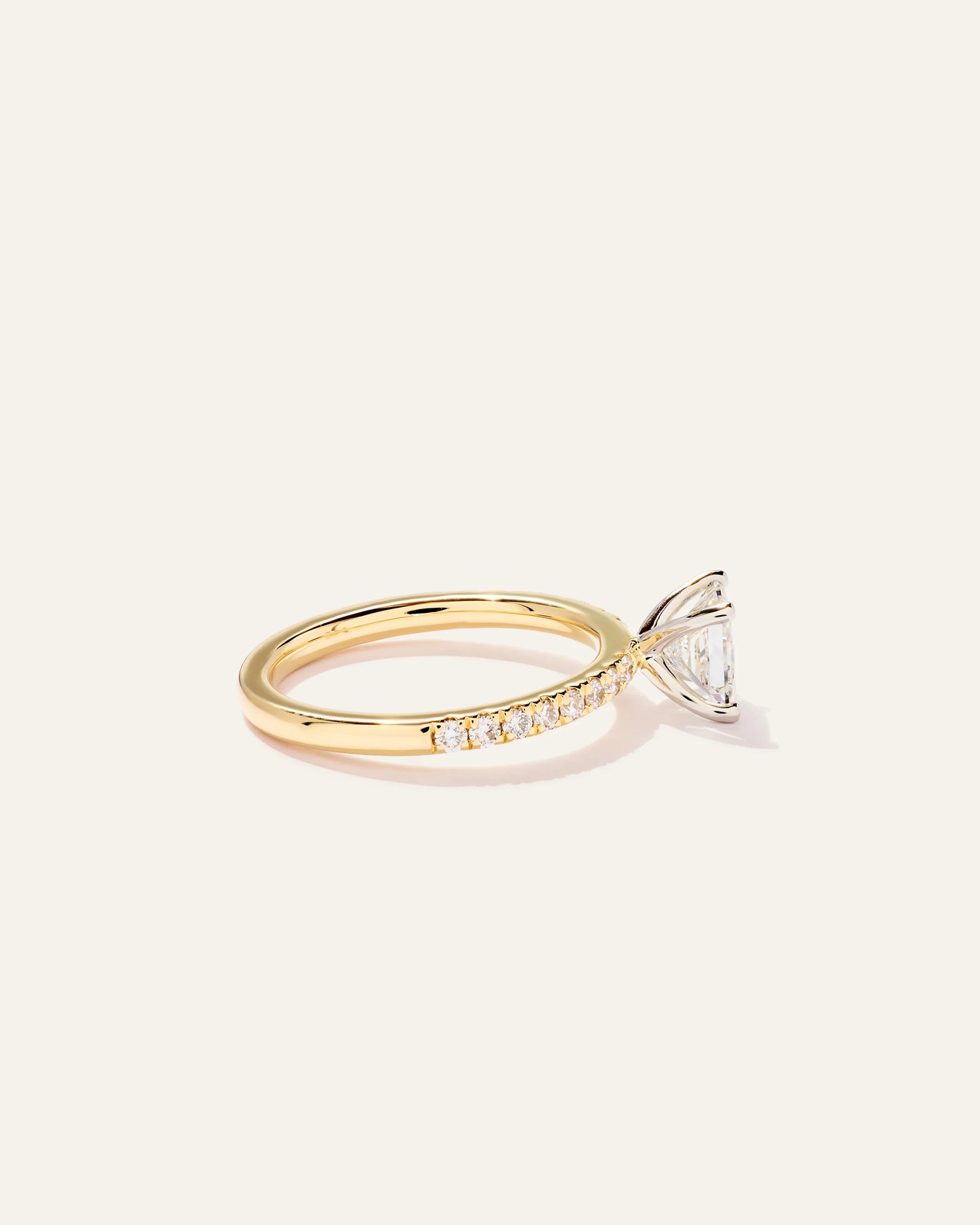 Lab Grown Diamond Princess Petite Pave Engagement Ring - 1ct - 4 / Yellow Gold