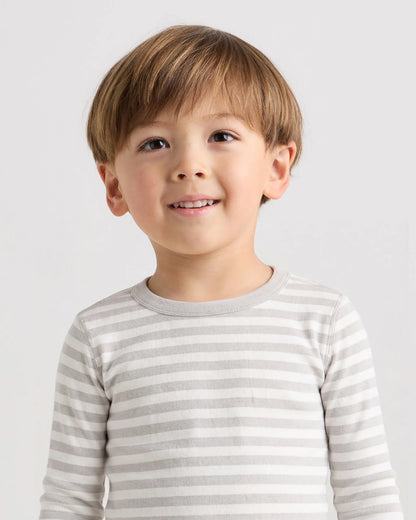 100% Organic Cotton Long Sleeve and Pant Pajama Set - 2T / Navy Stripe