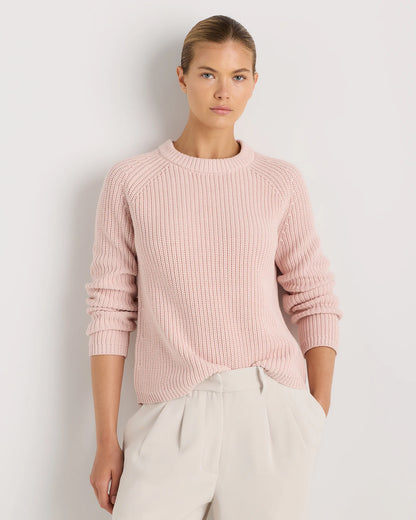 100% Organic Cotton Fisherman Crew Sweater - XS / Sapphire Blue