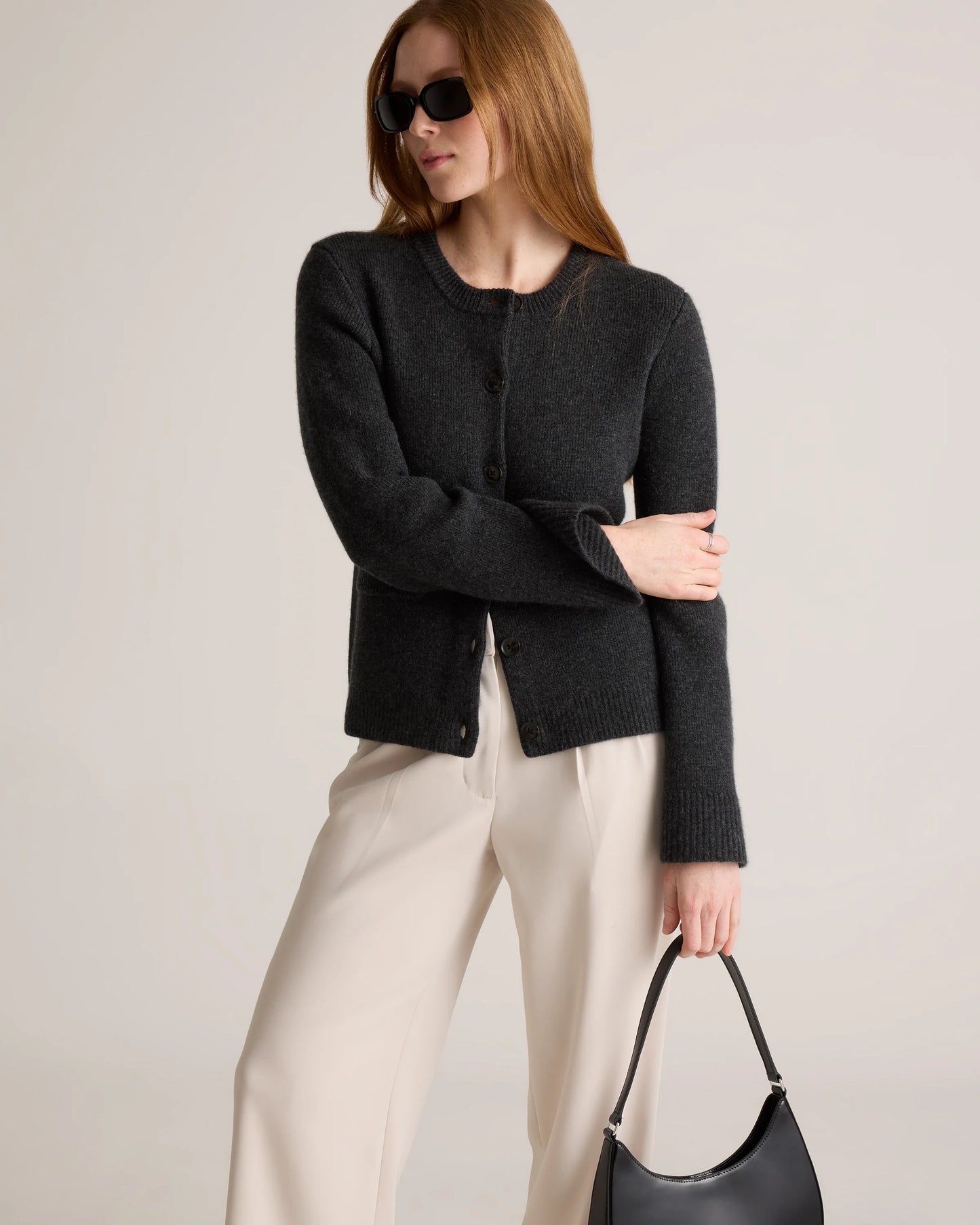 Mongolian Cashmere Structured Cardigan - XS / Oatmeal