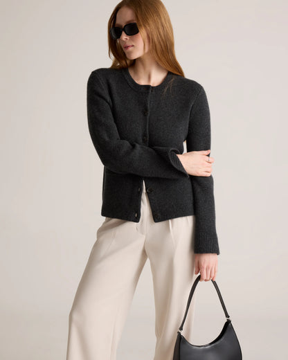 Mongolian Cashmere Structured Cardigan - XS / Oatmeal