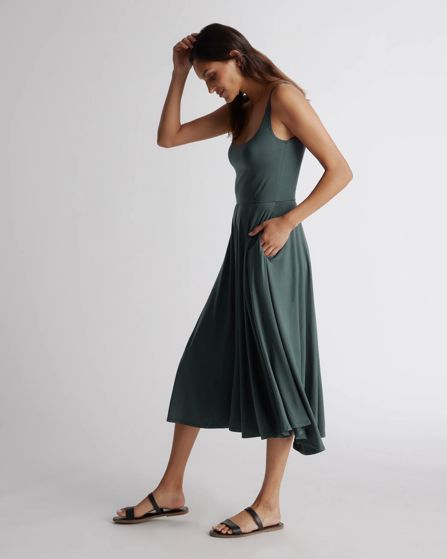 Tencel Jersey Fit & Flare Dress - XS / Dark Olive