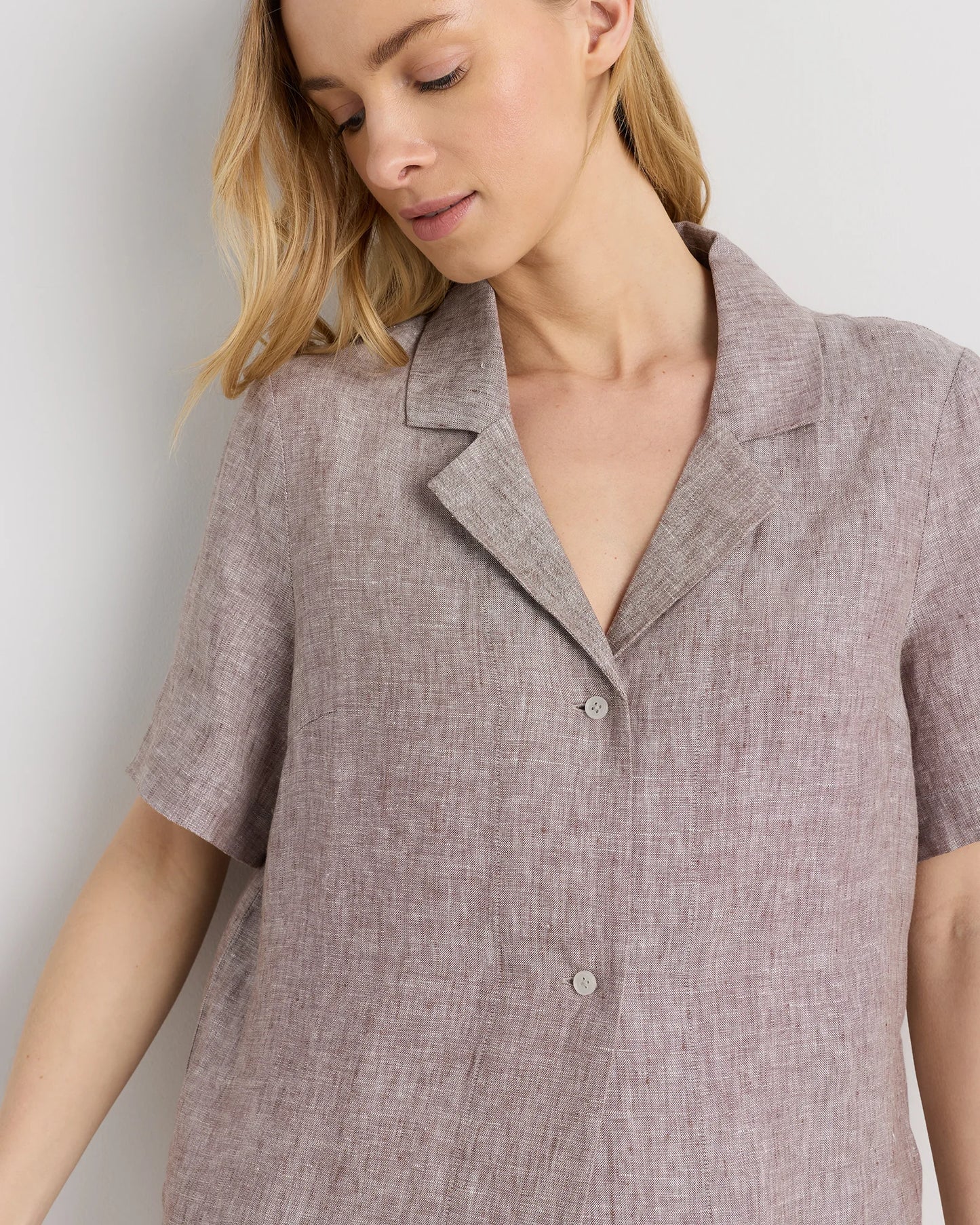 100% European Linen Short Sleeve Shirt - XS / Moonstone Blue