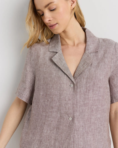 100% European Linen Short Sleeve Shirt - XS / Moonstone Blue