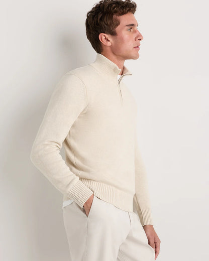 100% Organic Cotton Quarter-Zip Sweater - S / Moonstone Blue