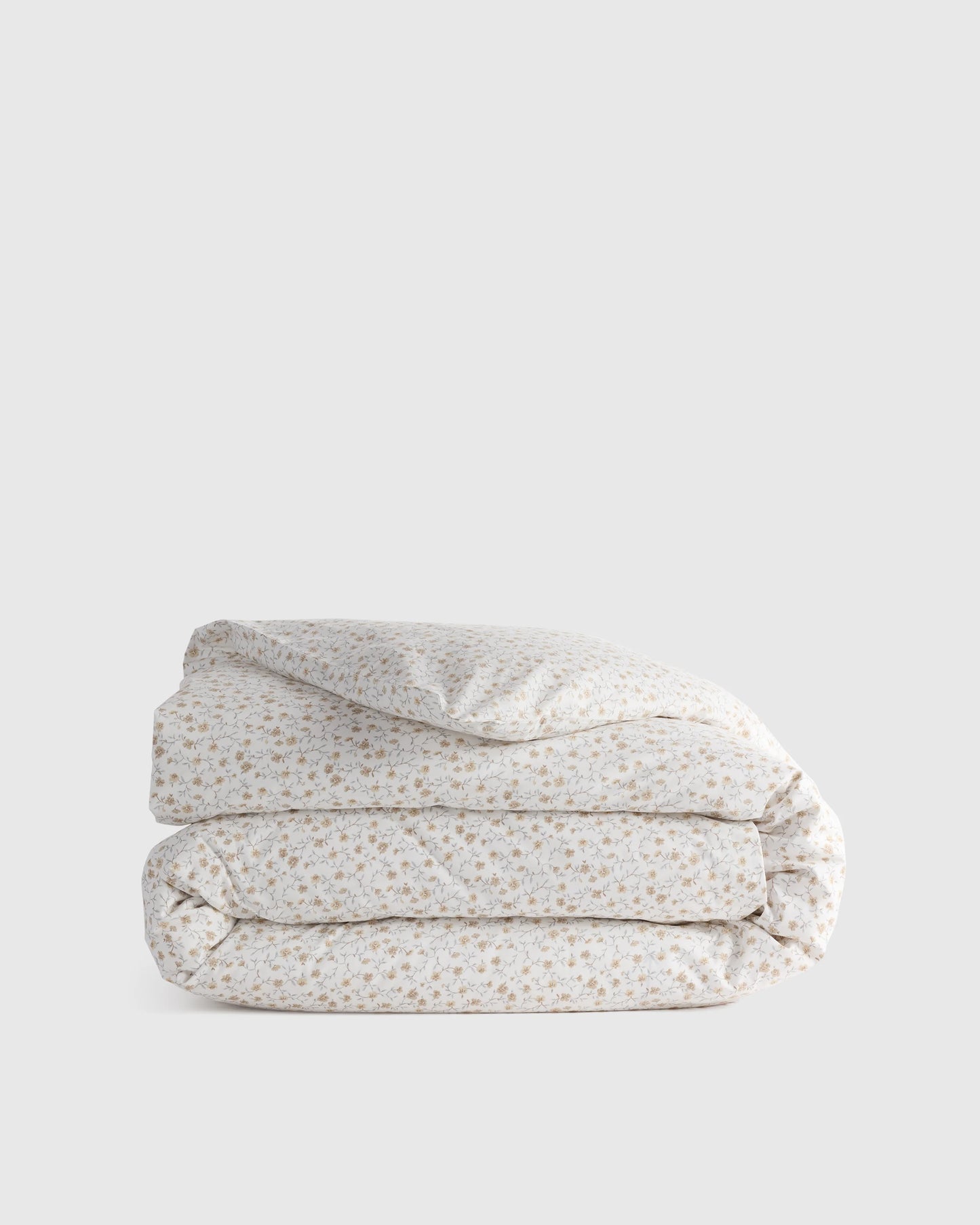 Organic Crisp Percale Floral Duvet Cover - Twin / Toffee Florette