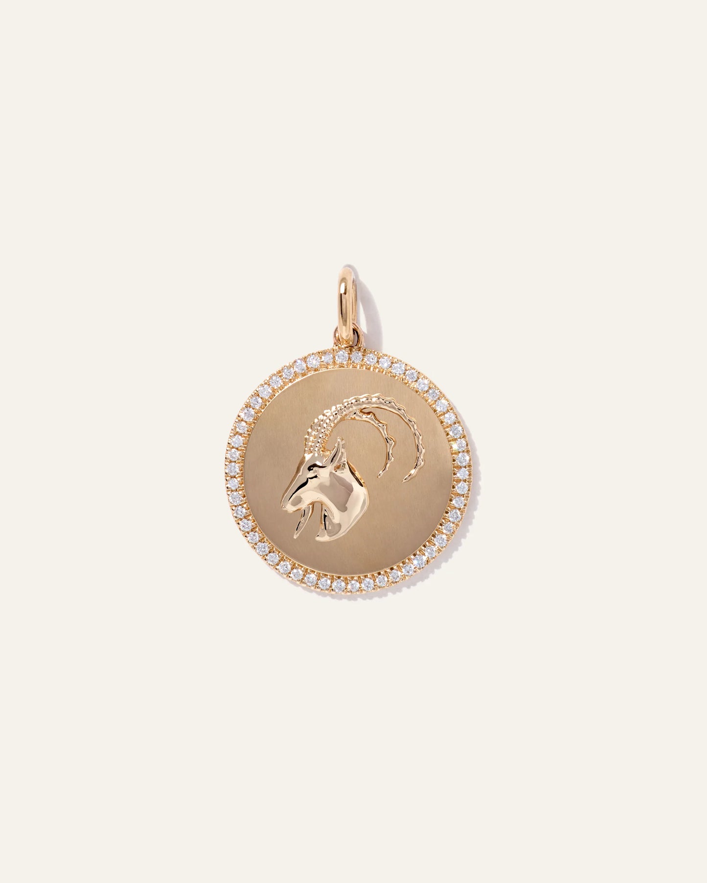 14K Gold Pave Zodiac Medallion Charm - One Size / Yellow Gold