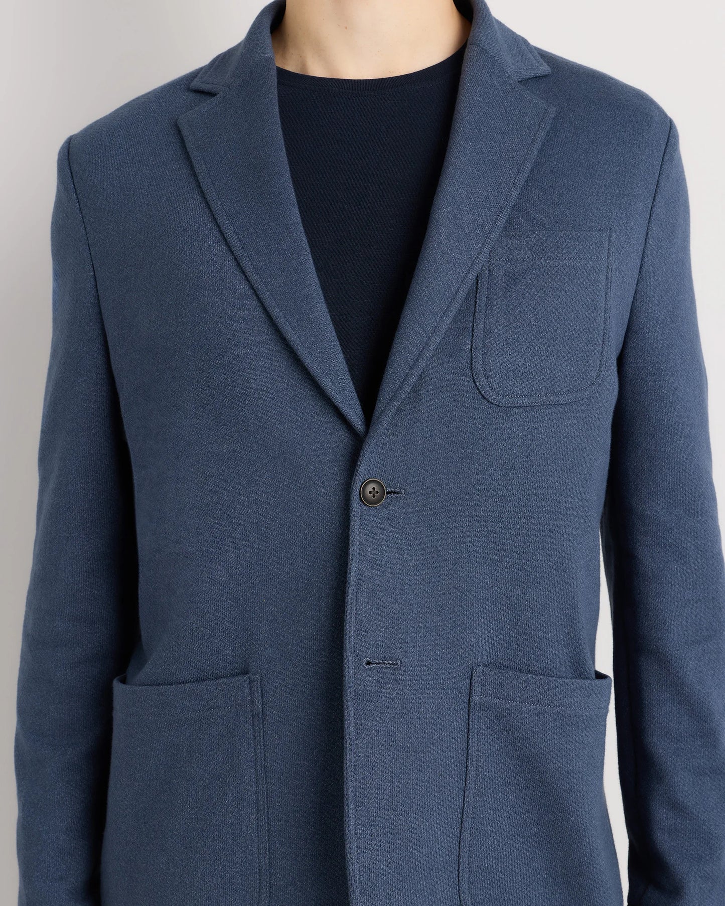 Organic Cotton Terry Knit Blazer - S / Heather Navy