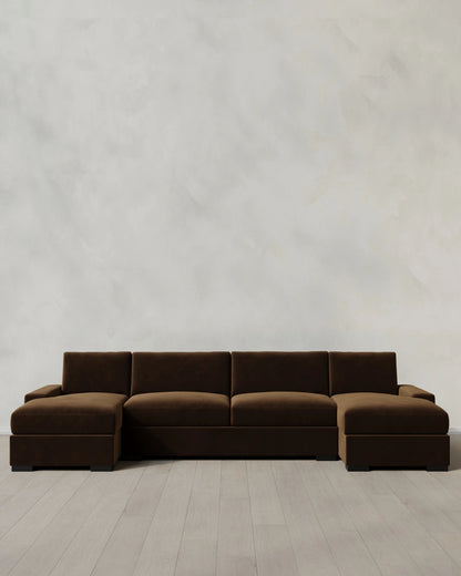 Stillman U Sectional in Performance Velvet - One Size / Java