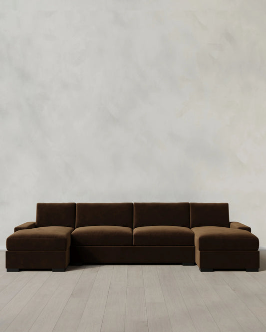 Stillman U Sectional in Performance Velvet - One Size / Java