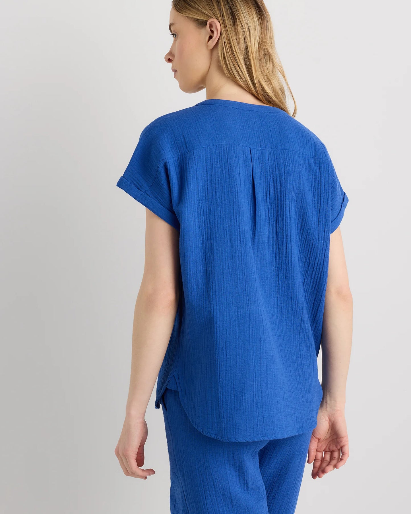 100% Organic Cotton Gauze Roll Sleeve Shirt - XS / Spiced Orange