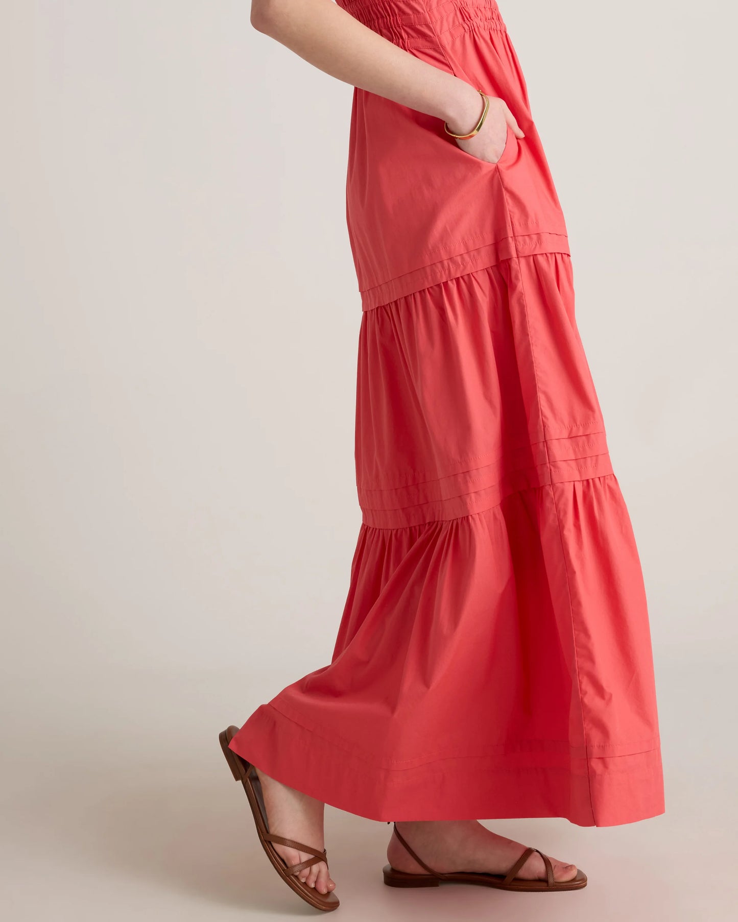 100% Organic Cotton Poplin Tiered Maxi Dress - XS / Riviera Blue Heirloom Floral