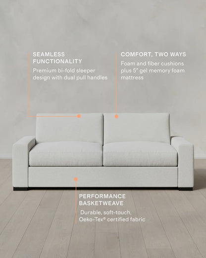 Stillman Sleeper Sofa in Performance Basketweave - Queen / Flax