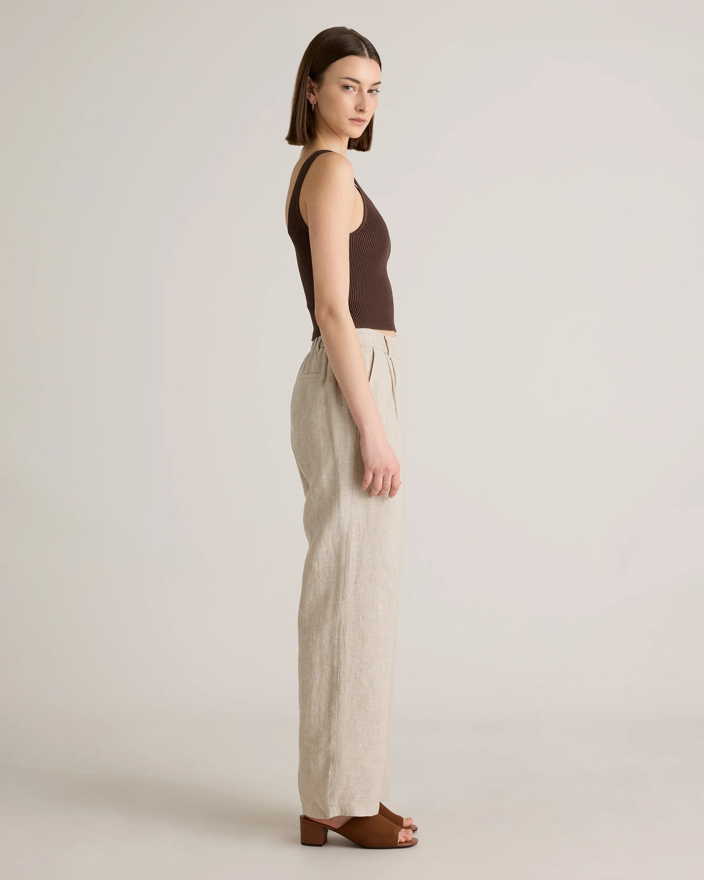 100% European Linen Pleated Trouser - 6 / Deep Navy
