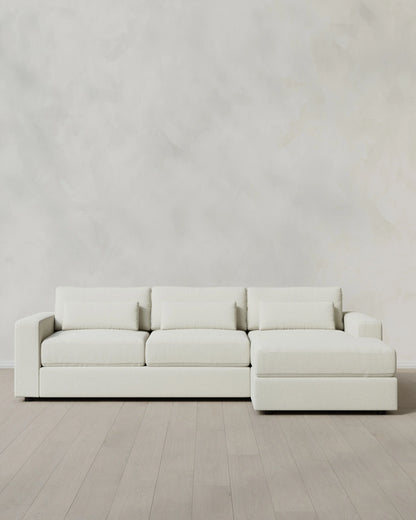 Ashford Deep Seat Chaise Sectional in Performance Basketweave - 119" Right Arm / Flax