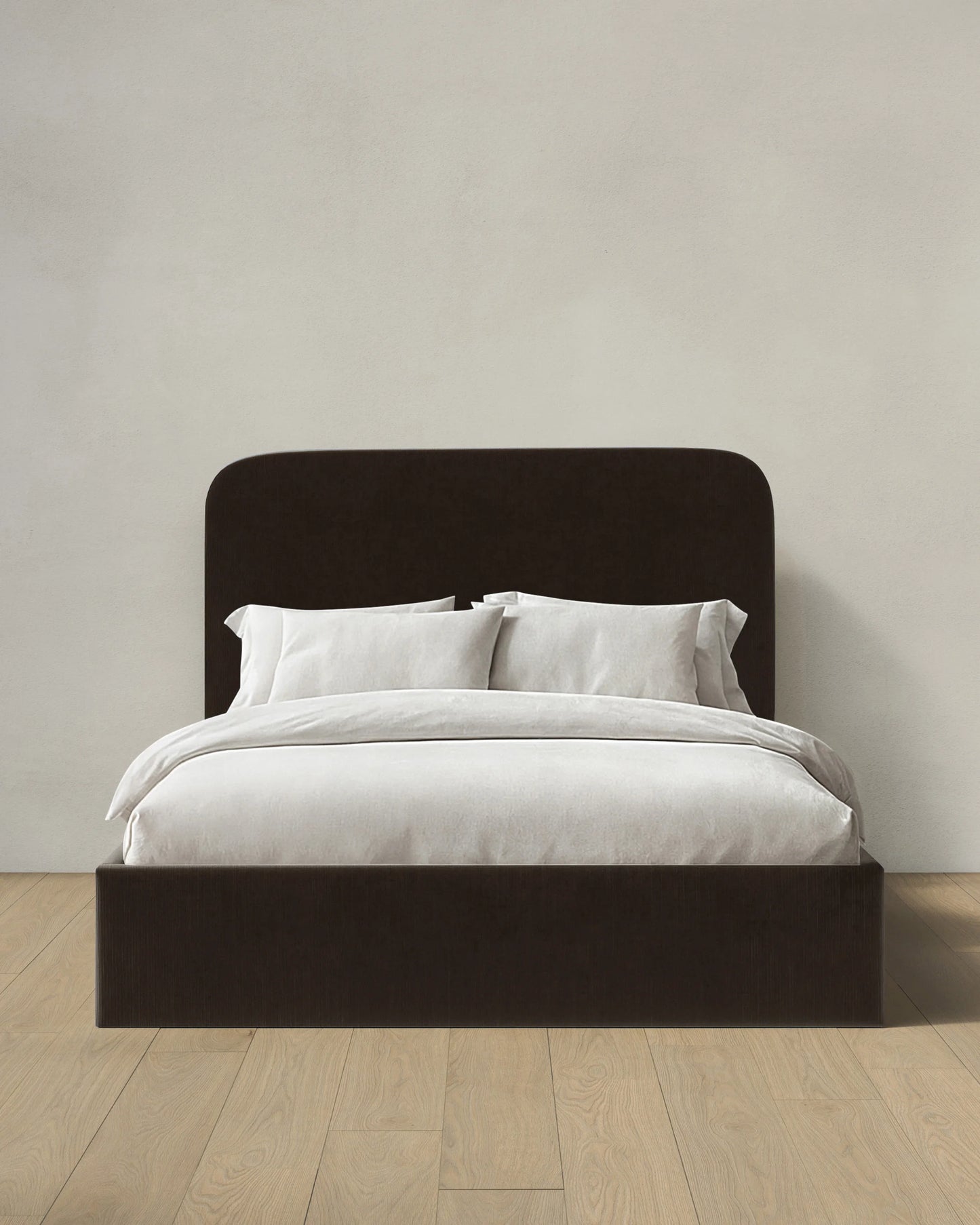 Curved Bed in Performance Velvet - Full / Walnut