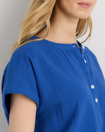 100% Organic Cotton Gauze Roll Sleeve Shirt - XS / Spiced Orange