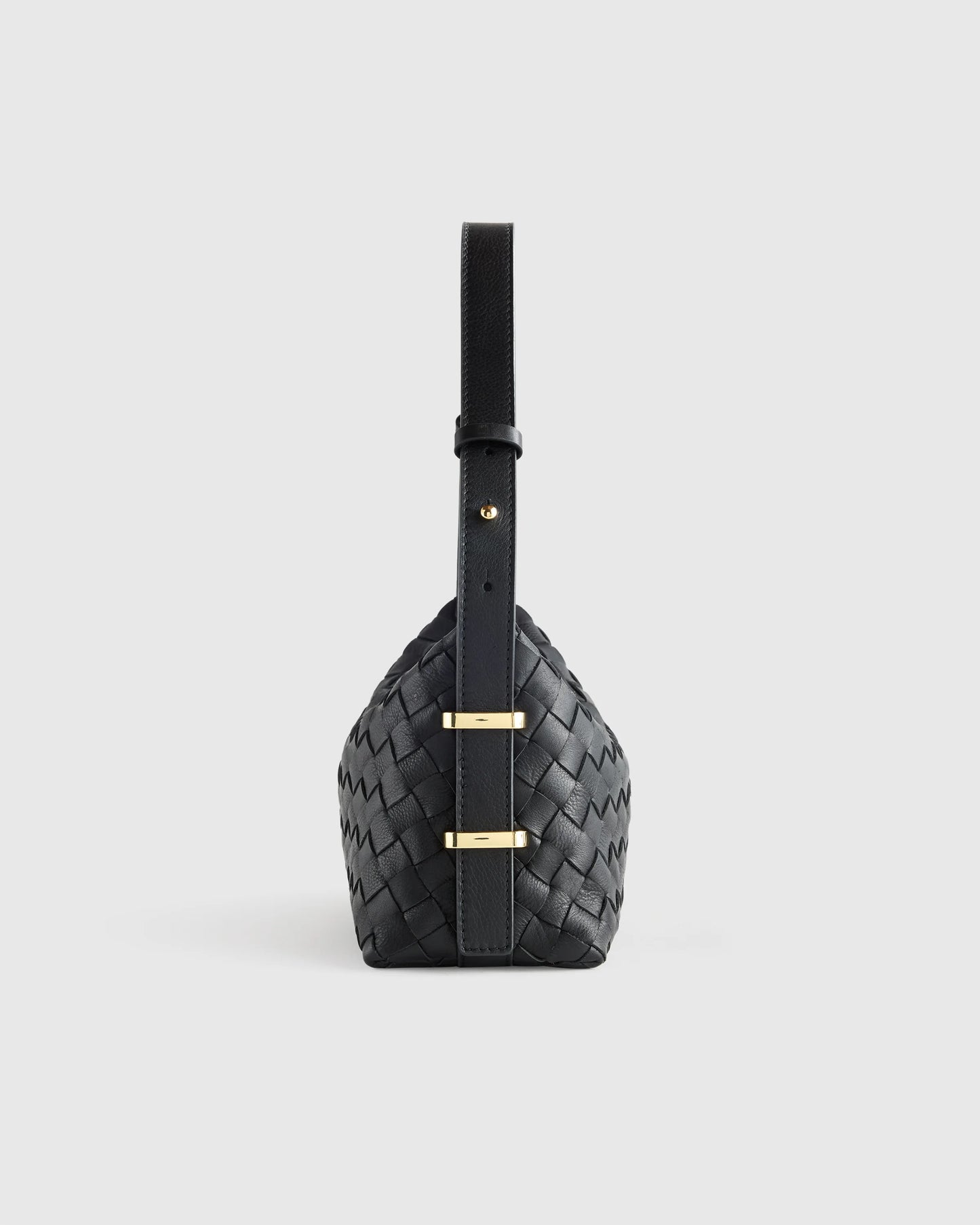 Italian Leather Handwoven Mini Bag - One Size / Black