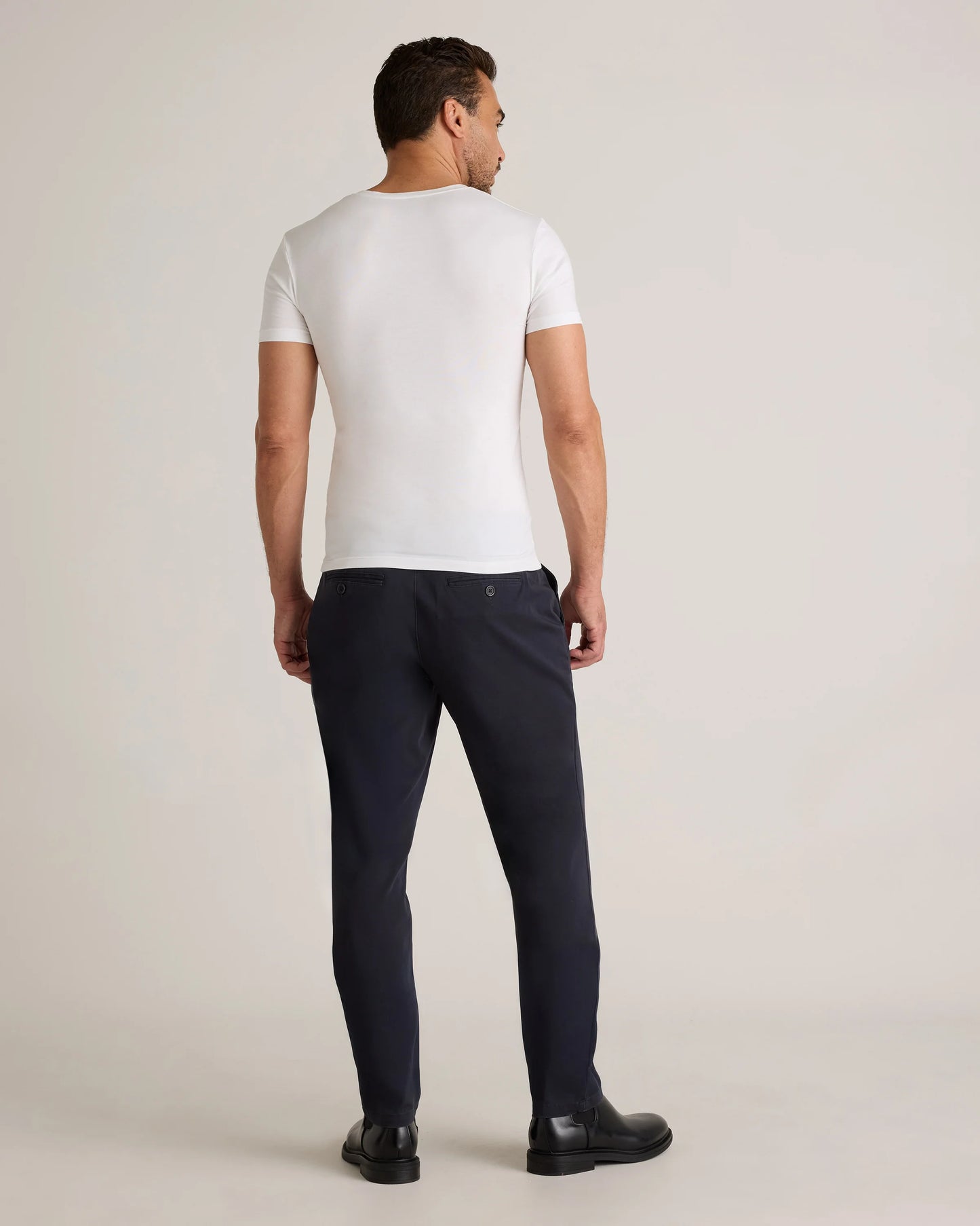 Soft Stretch V-Neck Undershirt (3-Pack) - S / Classic White