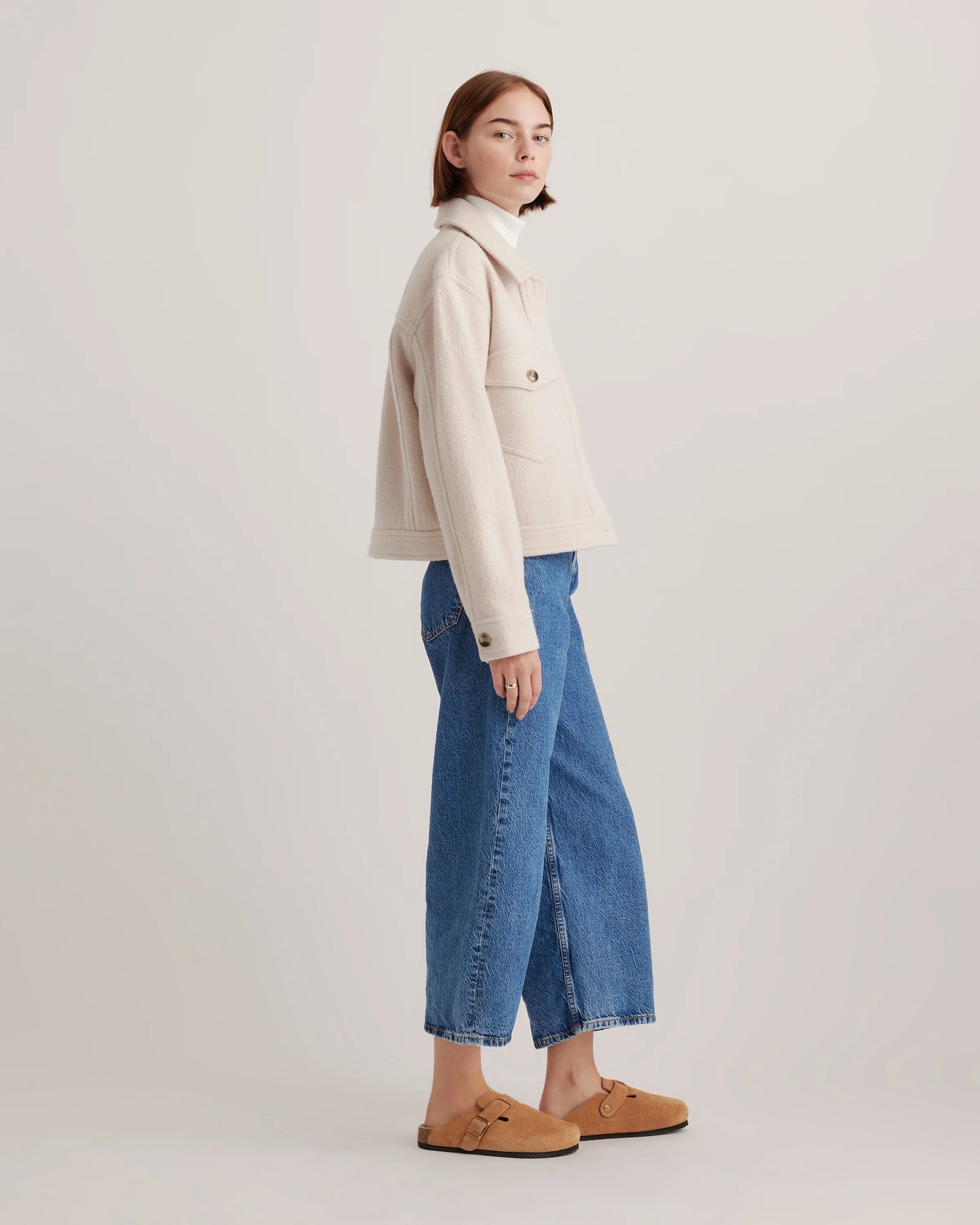 100% Merino Wool Cropped Shirt Jacket - XS / Mulled Wine