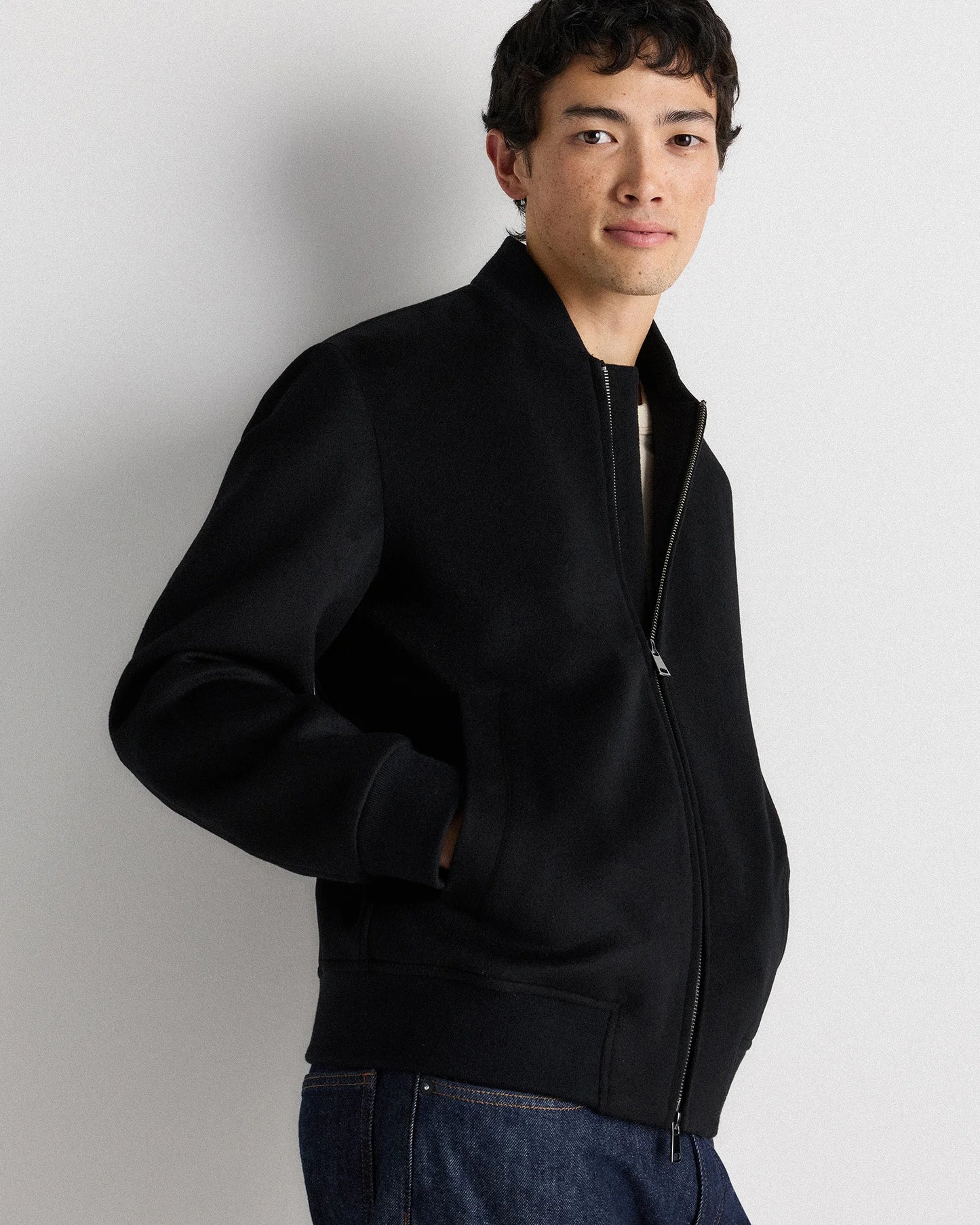 100% Mongolian Cashmere Bomber Jacket - S / Black