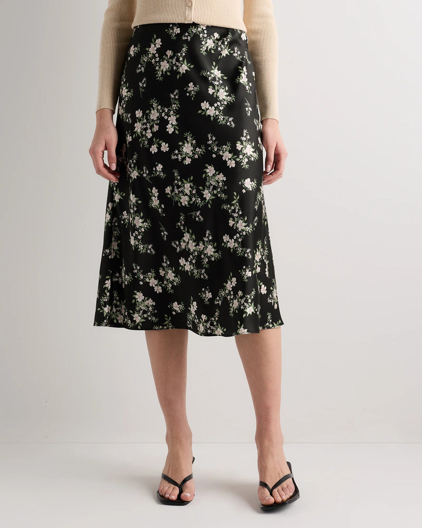 100% Washable Silk Skirt - XS / Champagne
