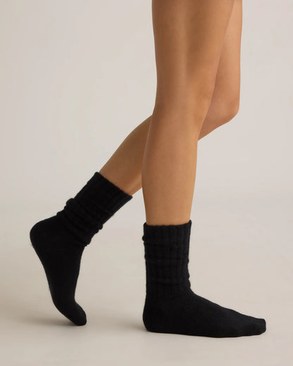 Mongolian Cashmere Slouch Sock - XS/S / Ivory