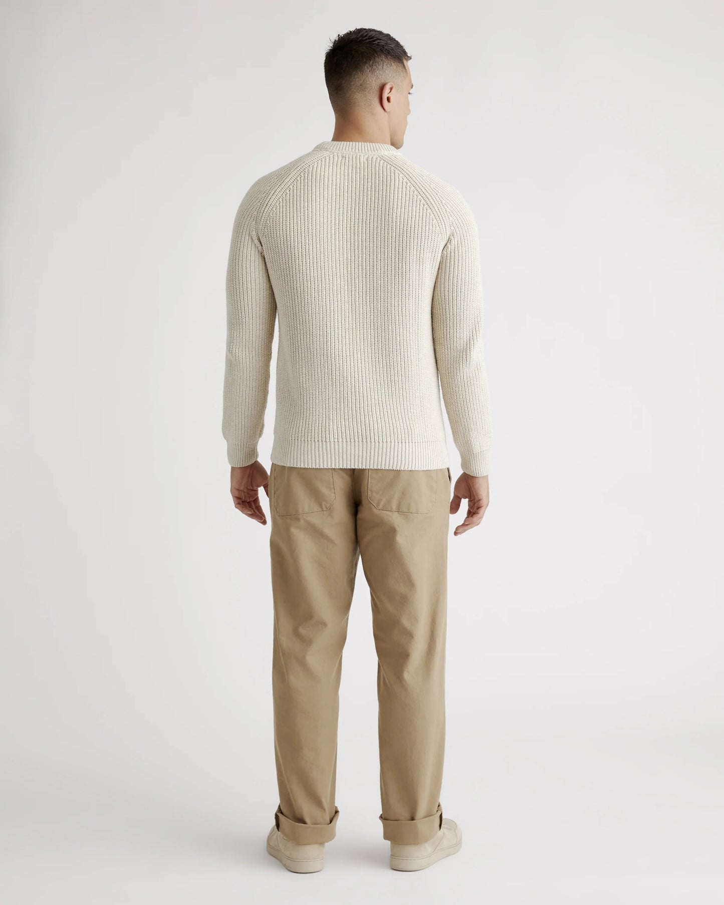 100% Organic Cotton Fisherman Crew Sweater - S / Speckled Beige