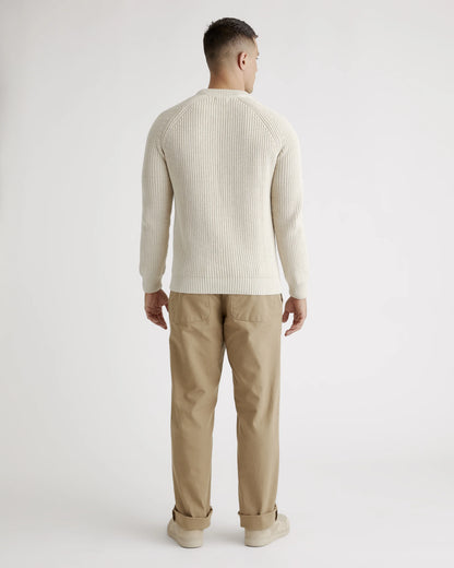 100% Organic Cotton Fisherman Crew Sweater - S / Speckled Beige