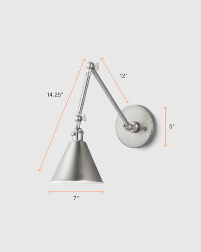 Articulating Double Arm Steel Wall Sconce - One Size / Silver