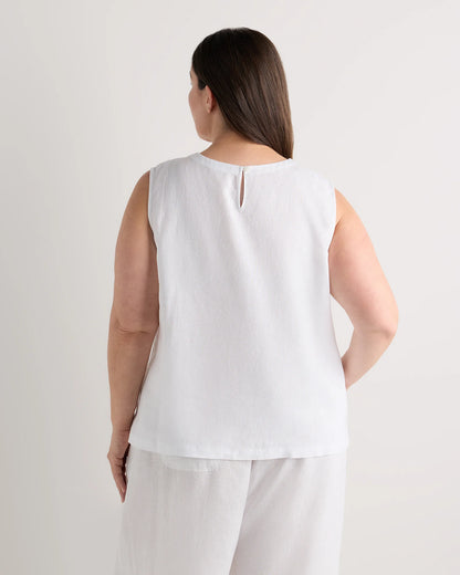 100% European Linen Tank - 1X / White