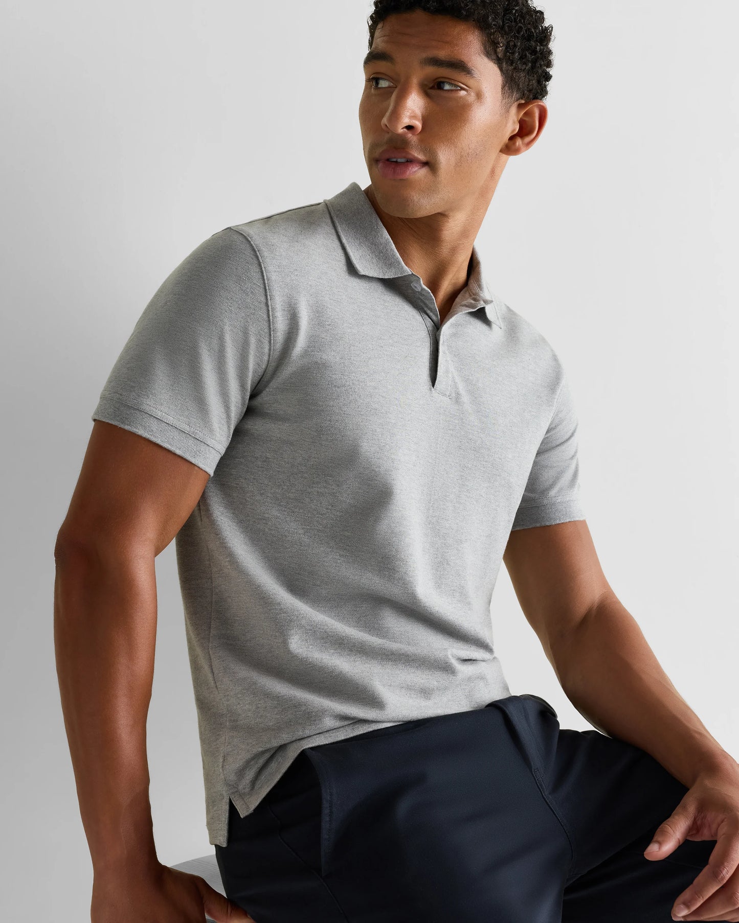 Organic Cotton Pique Polo - XS / Heather Grey