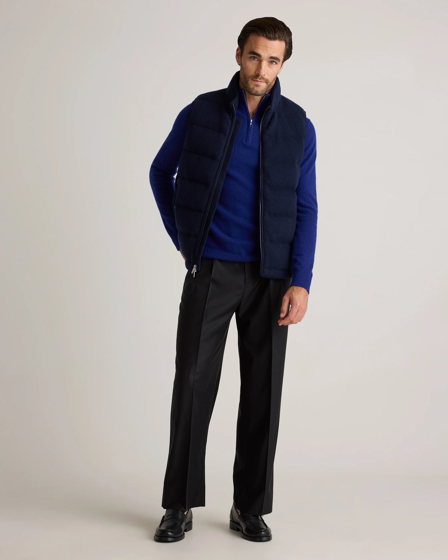 Mongolian Cashmere Puffer Vest - S / True Navy
