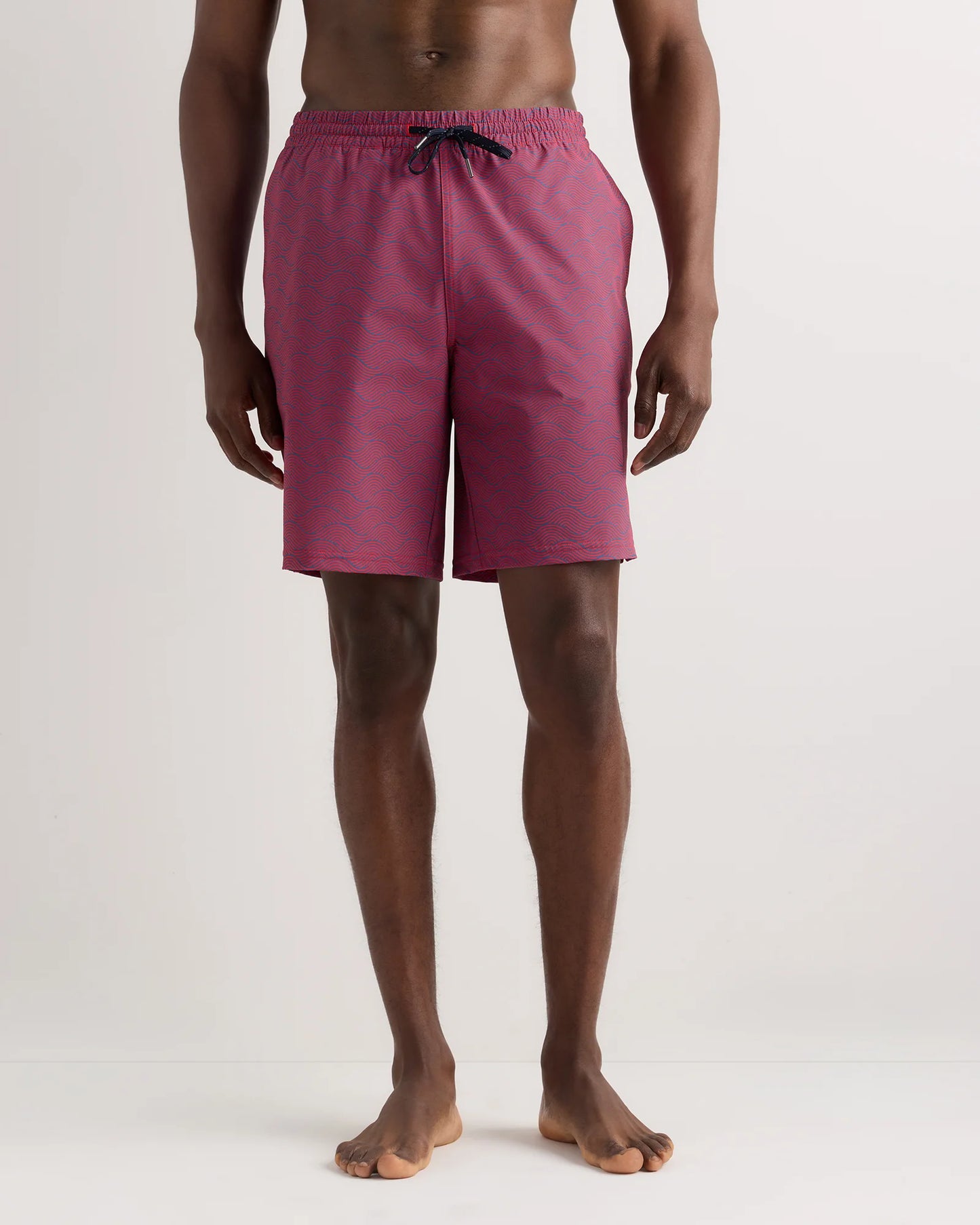 Italian Swim Trunks - 9" - S / Navy Palms