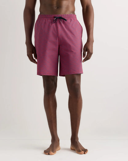 Italian Swim Trunks - 9" - S / Navy Palms